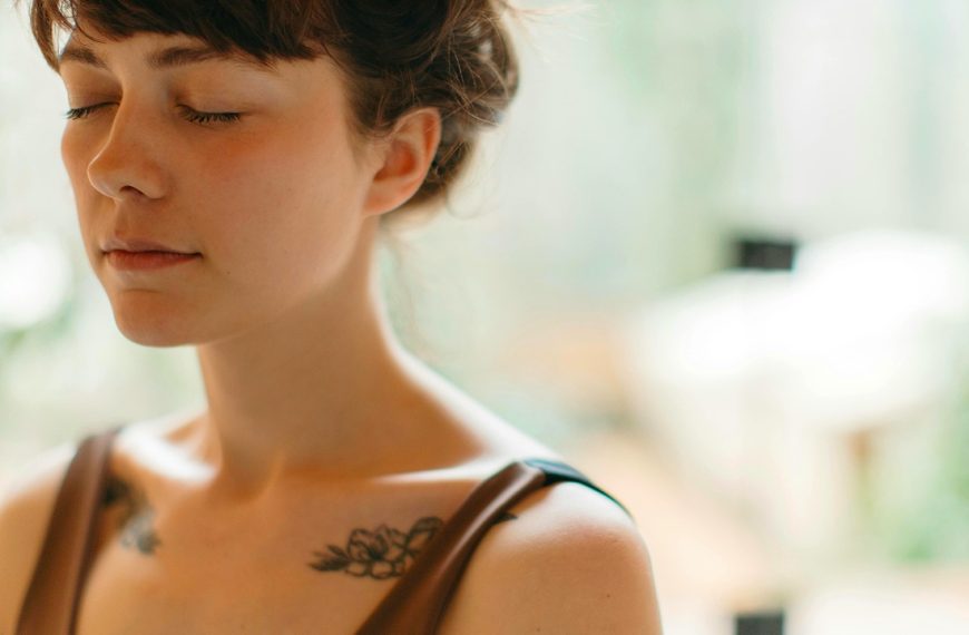 Woman calm breathing