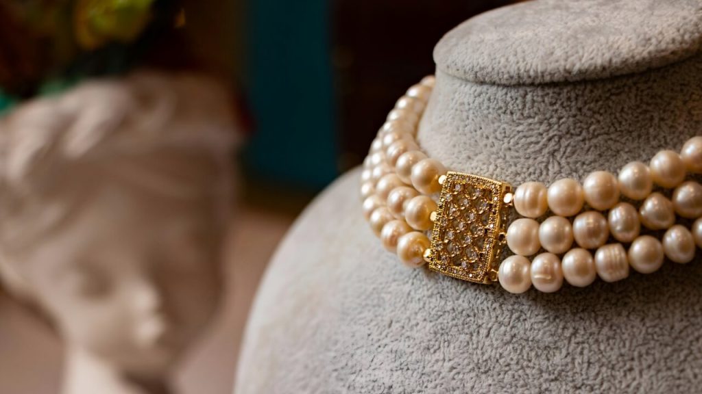 Pearl and diamond necklace, vintage, antique, jewelry