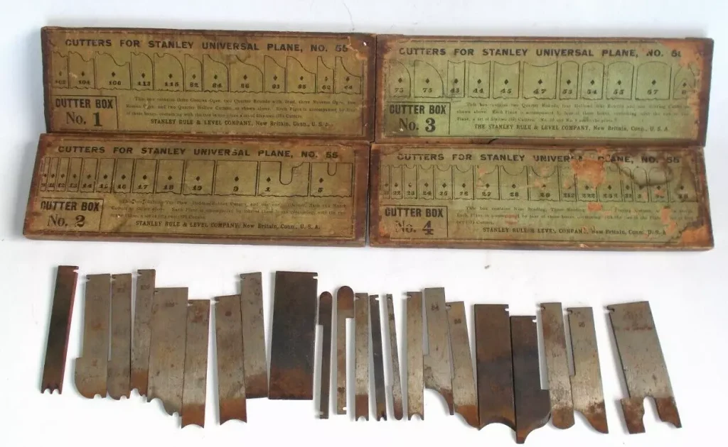 VINTAGE STANLEY No. 55 UNIVERSAL COMBINATION PLANE CUTTERS w/ORIGINAL BOXES