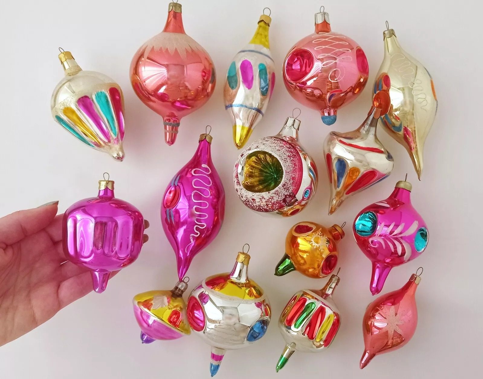 Glass Vintage Christmas Ornament Bauble, Xmas Mercury Tree Decoration Ball