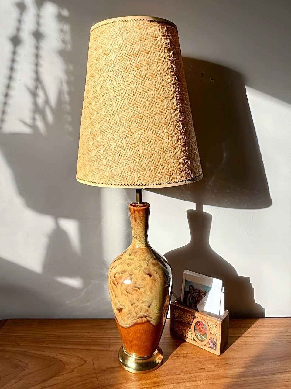 1950s Ceramic Drip Glaze Lamp