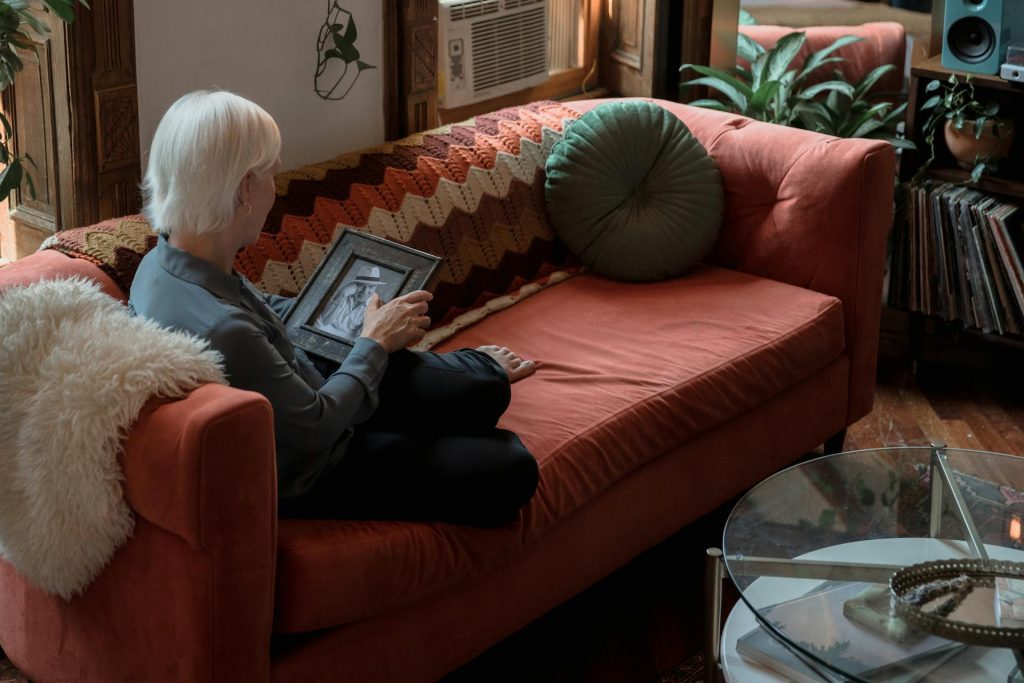 Crocheted Afghans on a sofa
