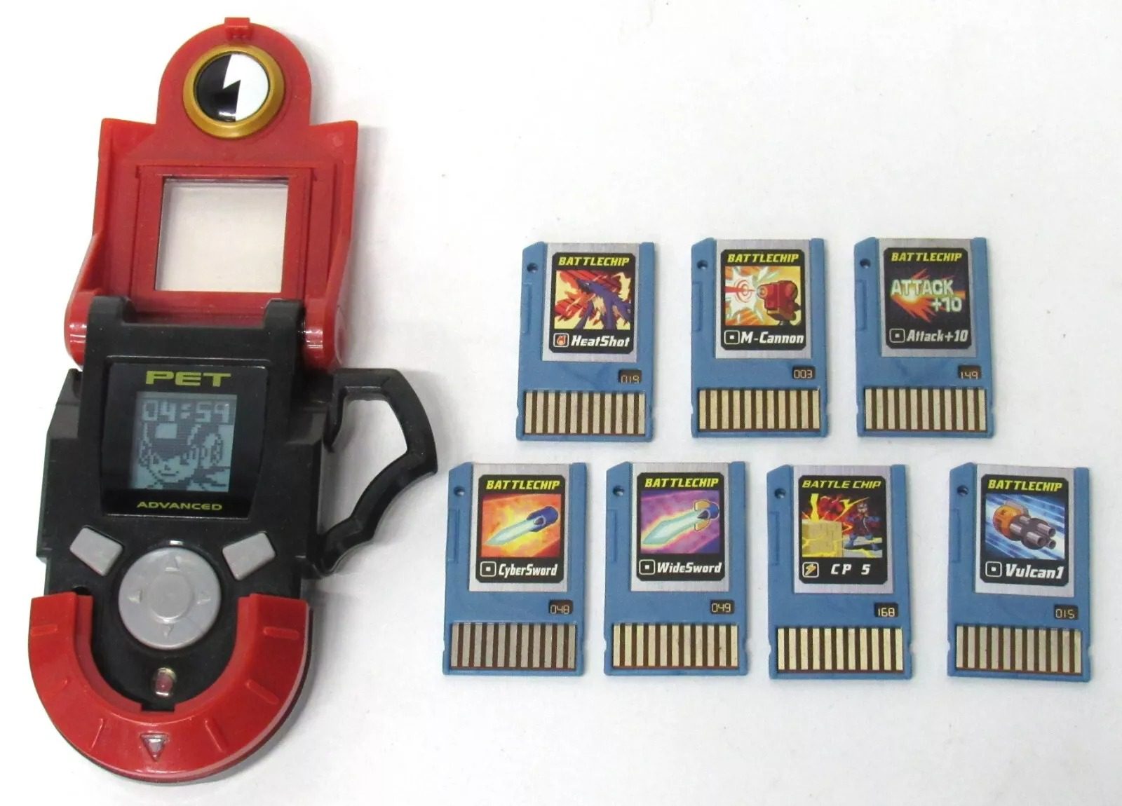 Mega Man NT Warrior Advanced Red Pet With 7 Battle Chips *READ*