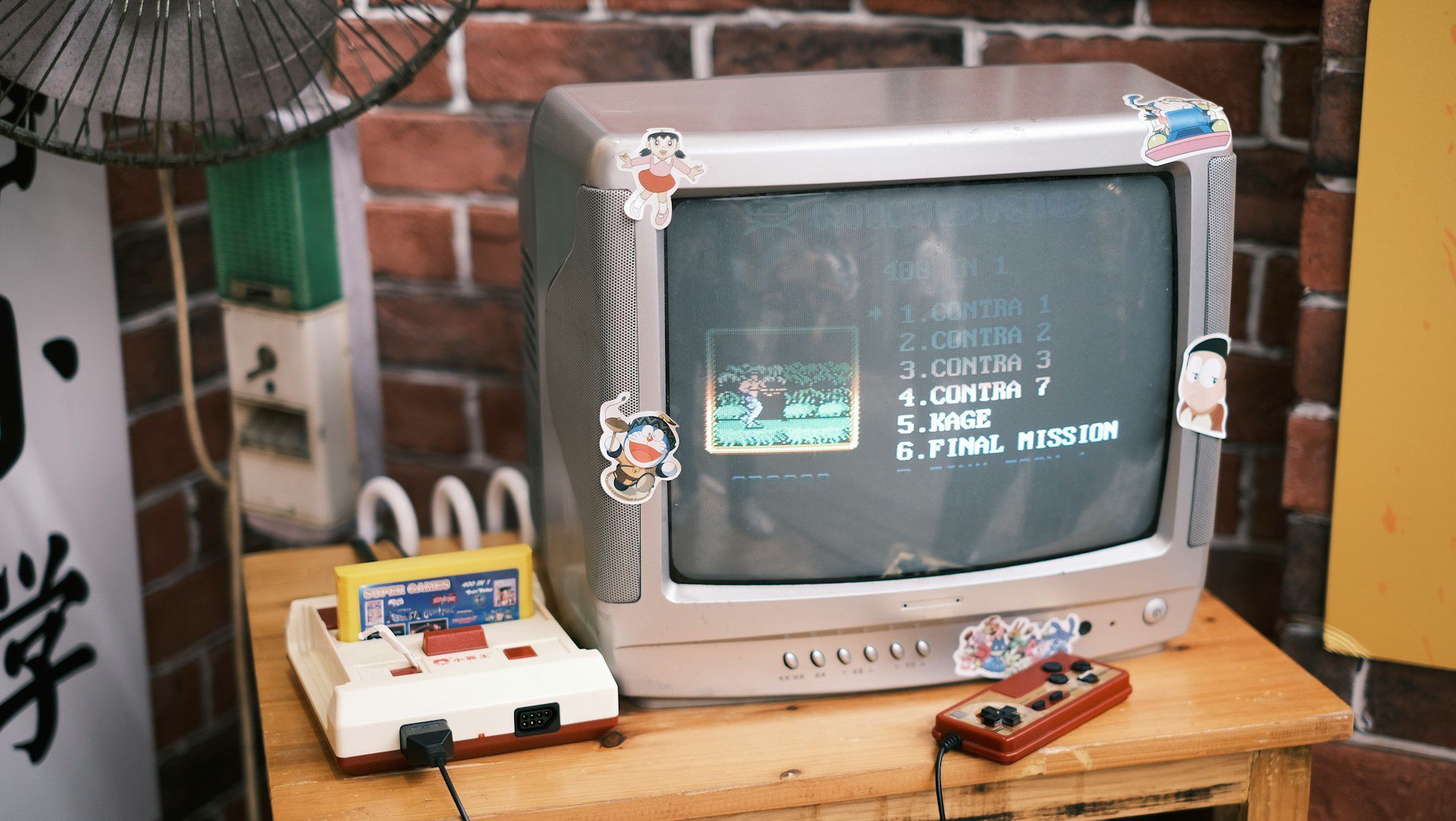 An old video game with tv
