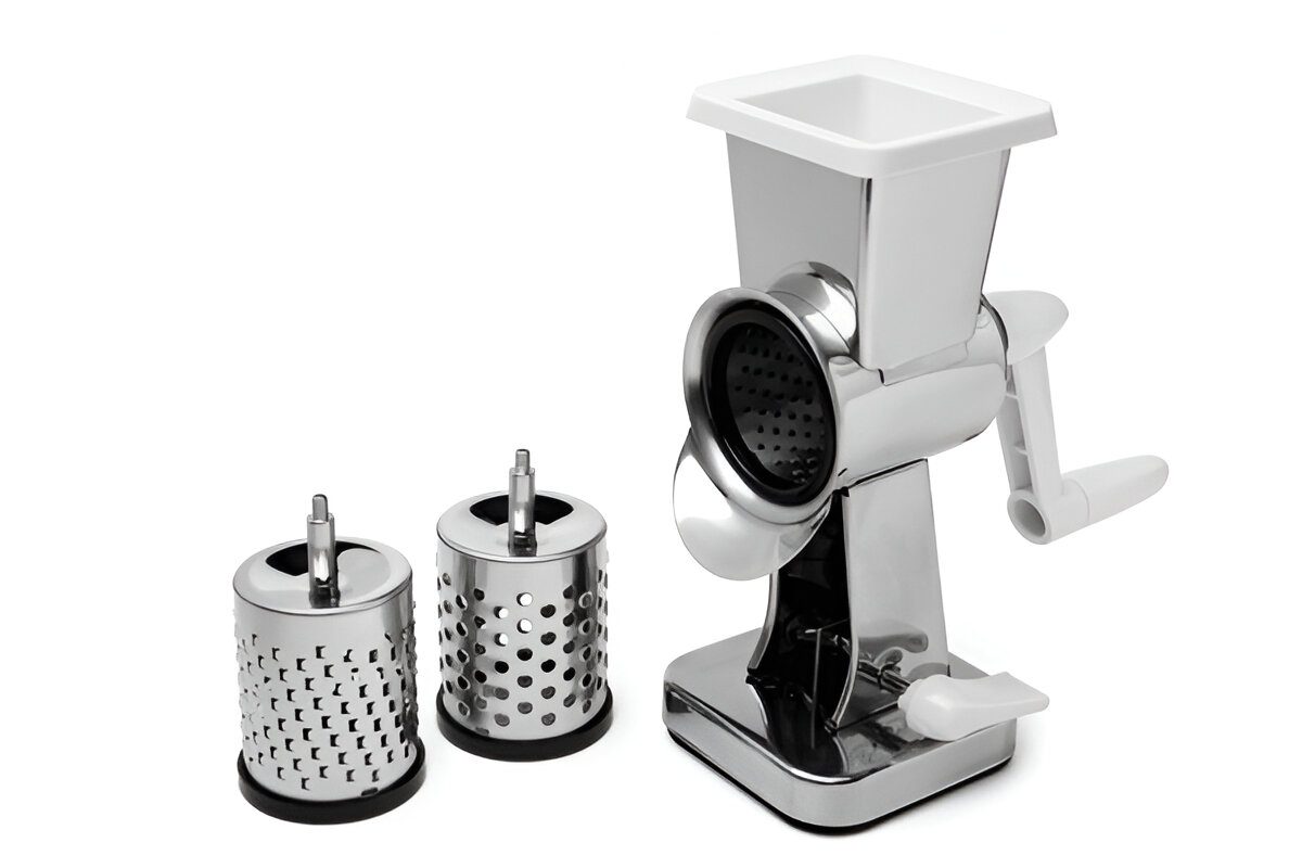 Universal grater whit drums on white background