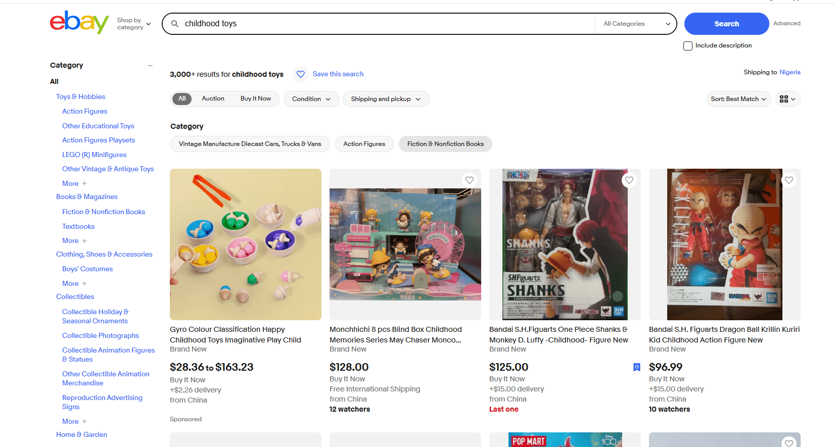 A Screenshot of toy products