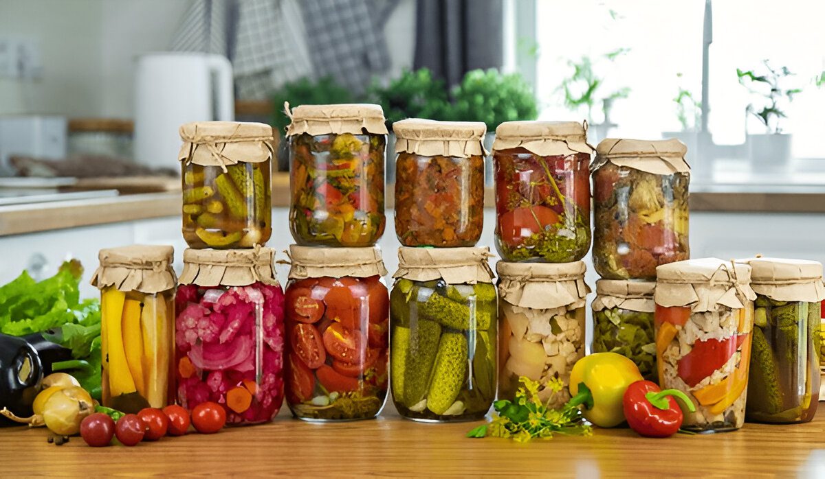 Preserving vegetables in jars in the kitchen. Selective focus. Food.