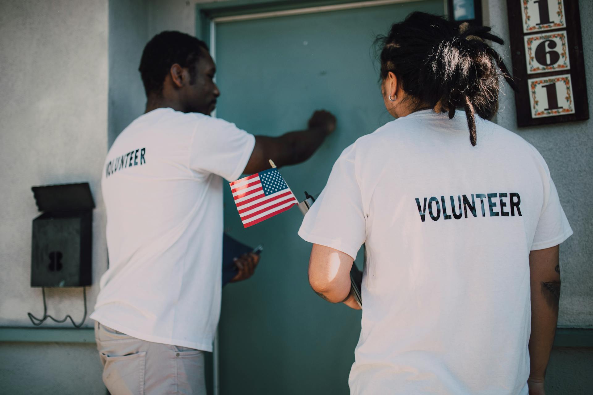 Door-to-door salesmen knocking