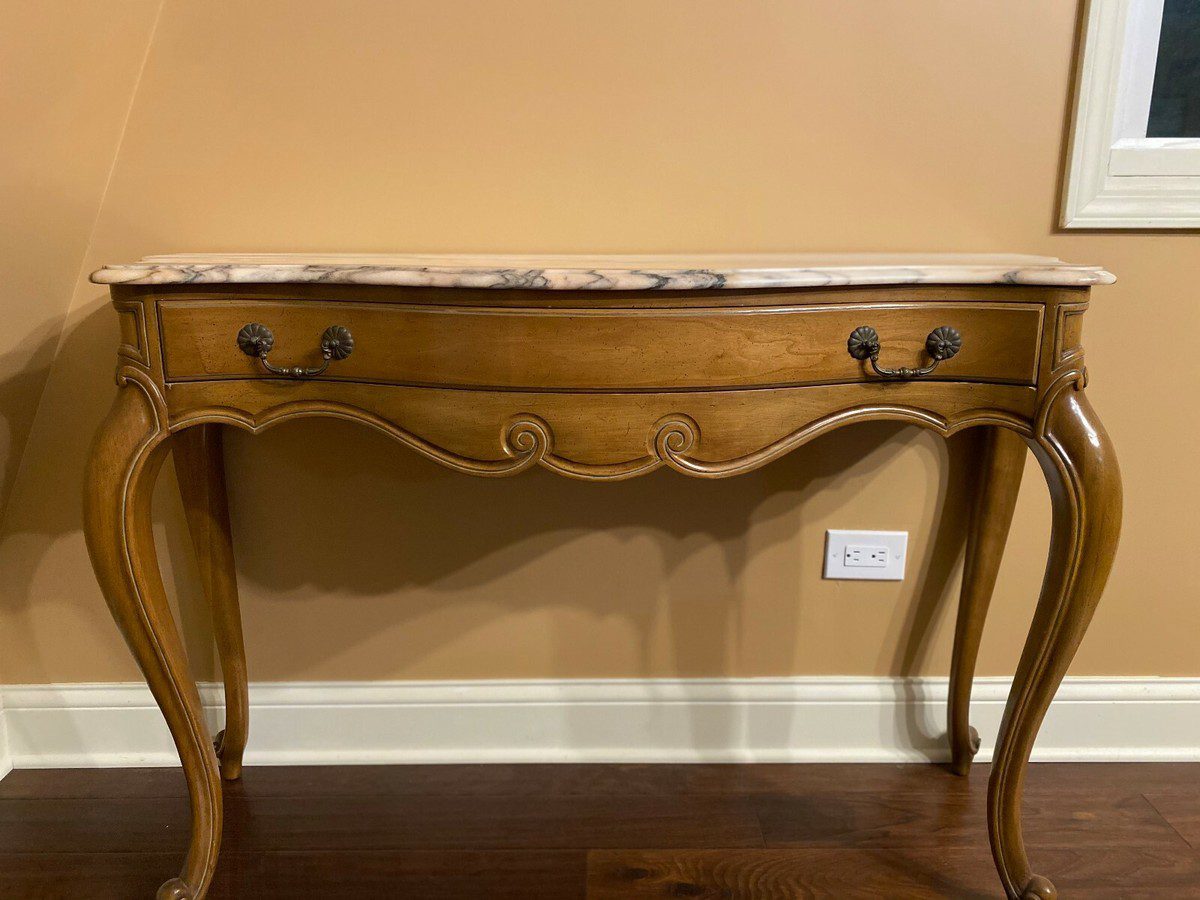 French Provincial Marble Top Console