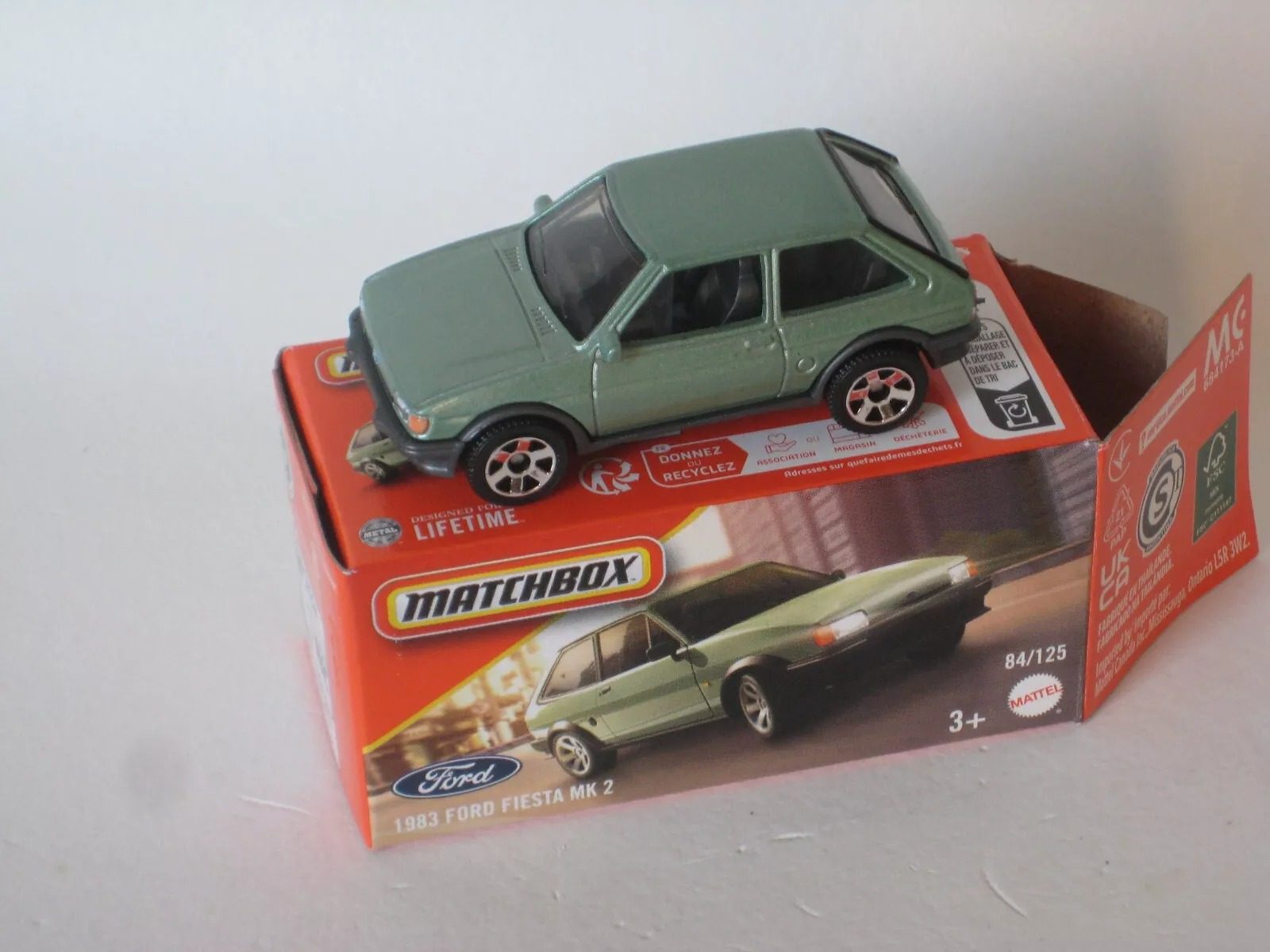 Matchbox 1983 Ford Fiesta Mk2 Green Toy Model Car 65mm Mark Two II b