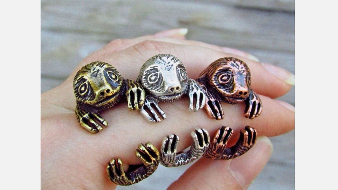 Animal-themed jewelry collection, novelty fashion accessories, handmade gift ideas, sloth lover merchandise