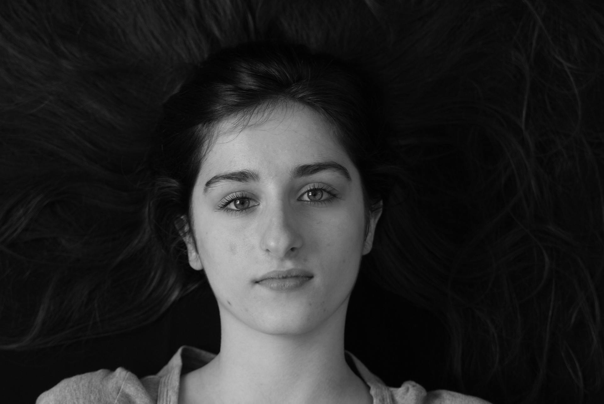 Woman Face in Black and White