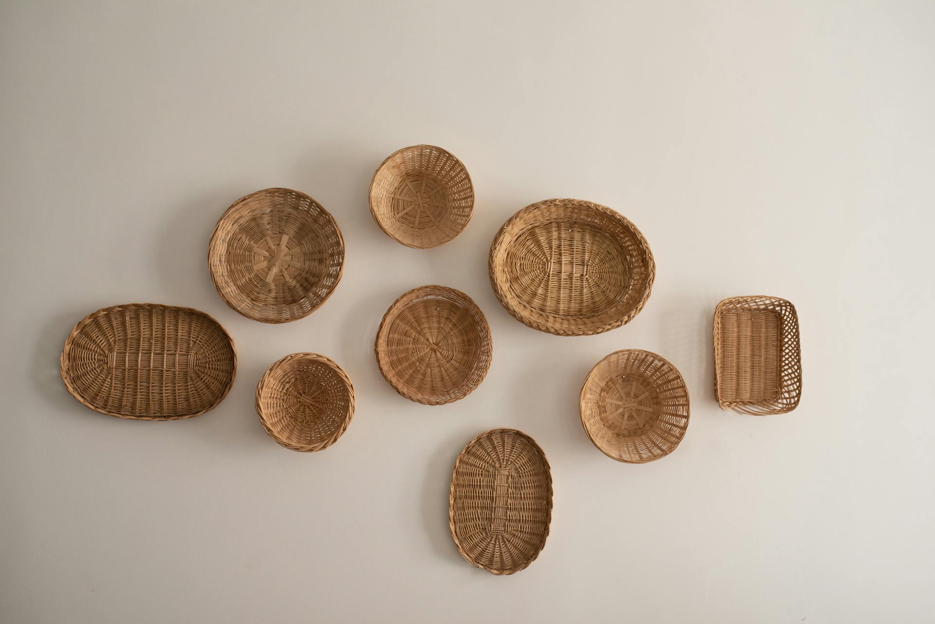 Overhead View of Wicker Baskets on wall