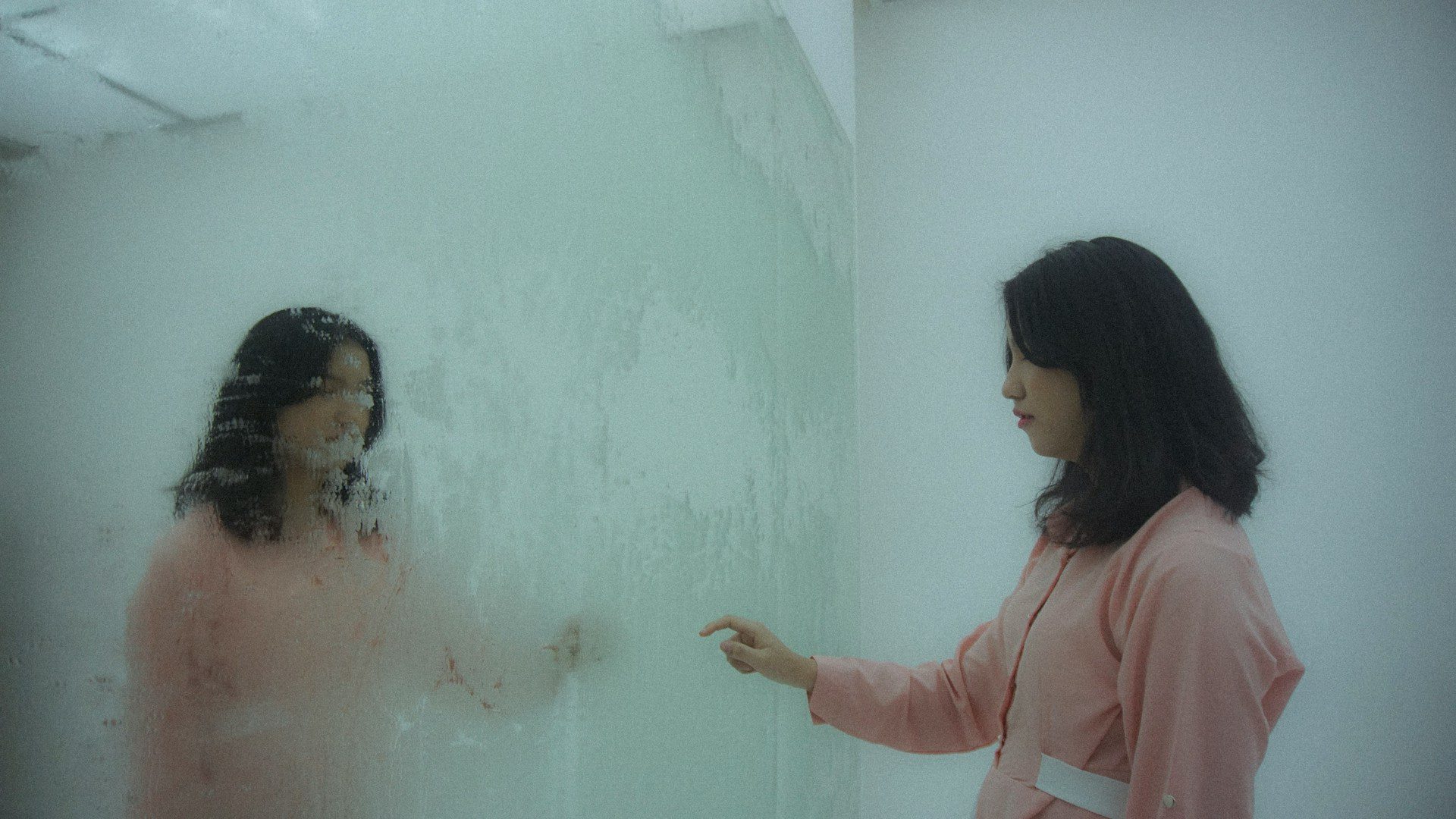 dirty mirror in bathroom