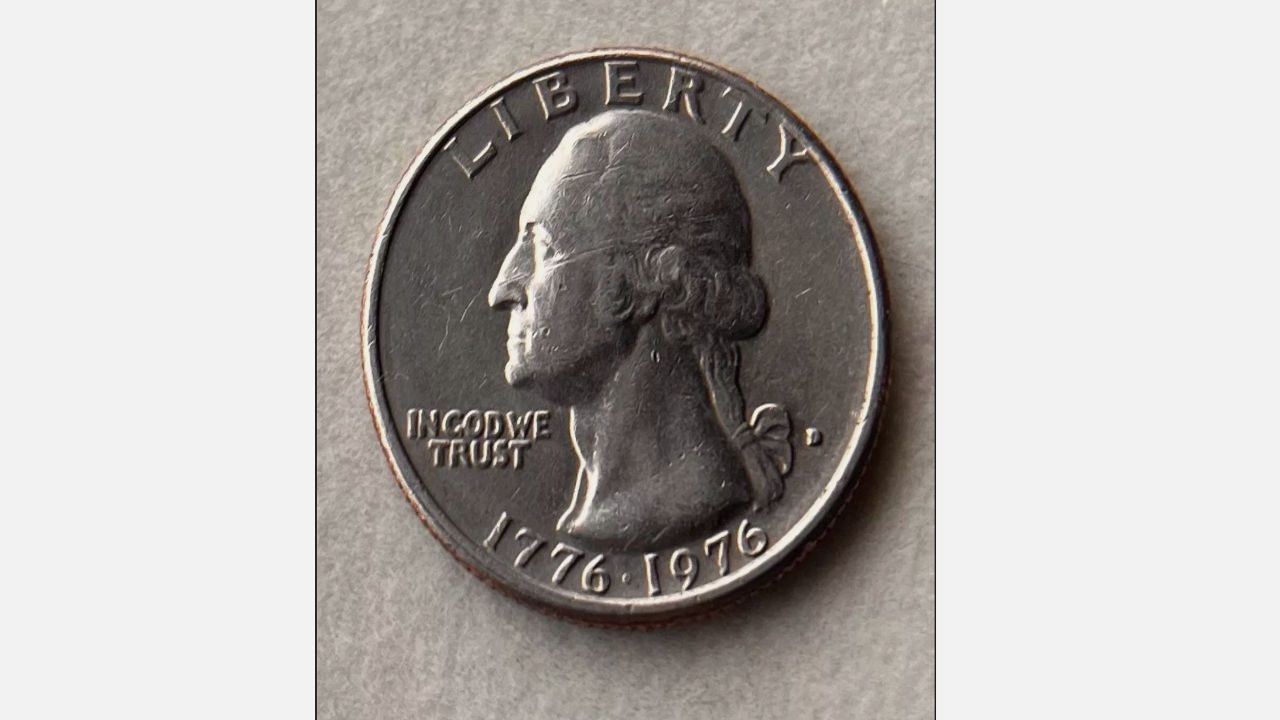 1976 Bicentennial Quarter obverse, George Washington profile facing left, dual date 1776–1976, “D” mint mark