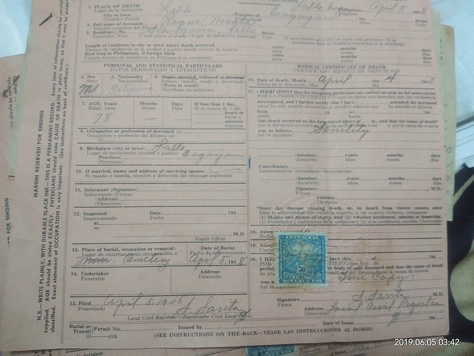 Death certificates, official document, black printed text, names and dates, state seal, cream or white paper, legal registration format