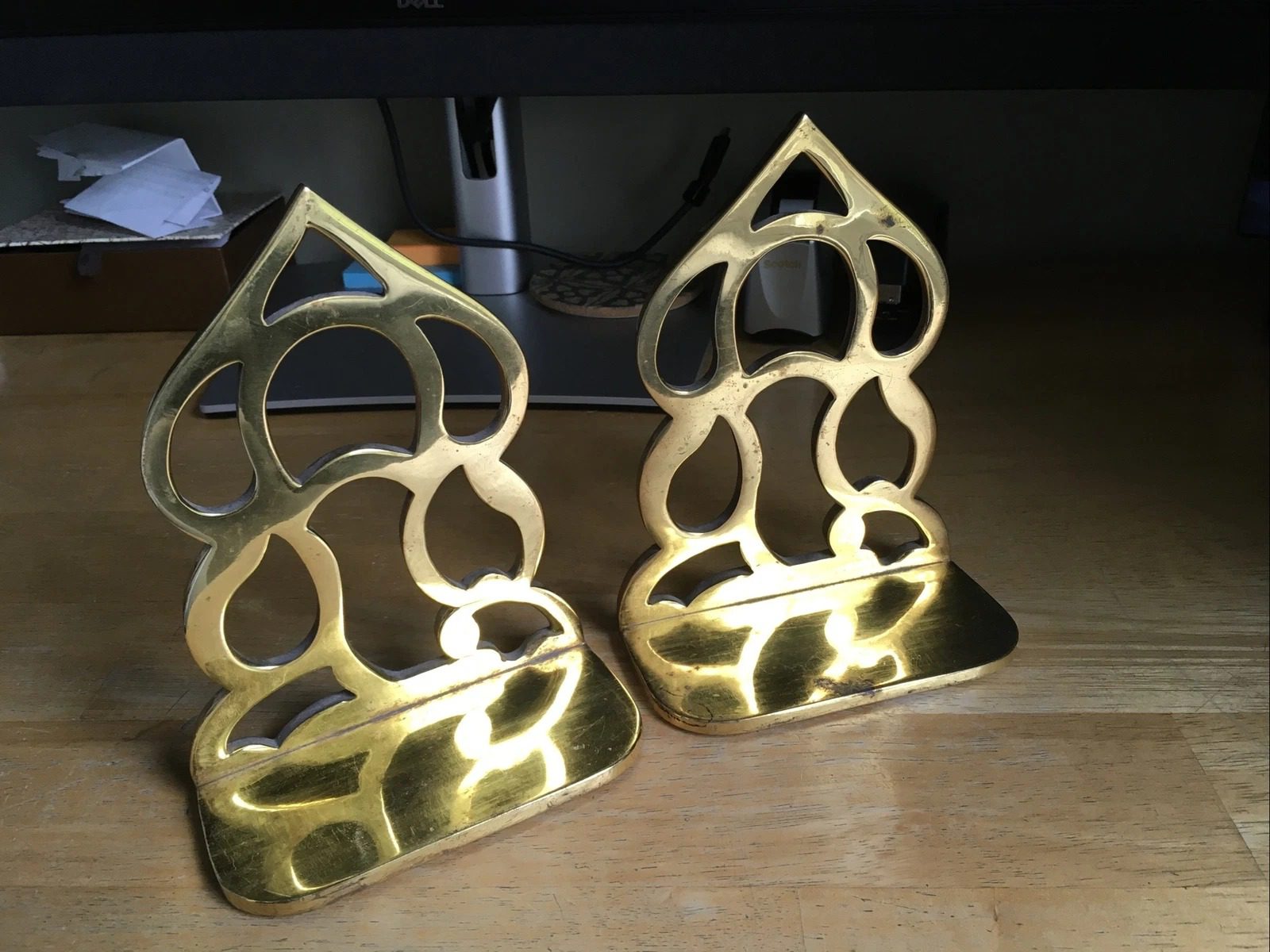 Vintage Brass Bookends Carolina Brass Co., Set Of 2