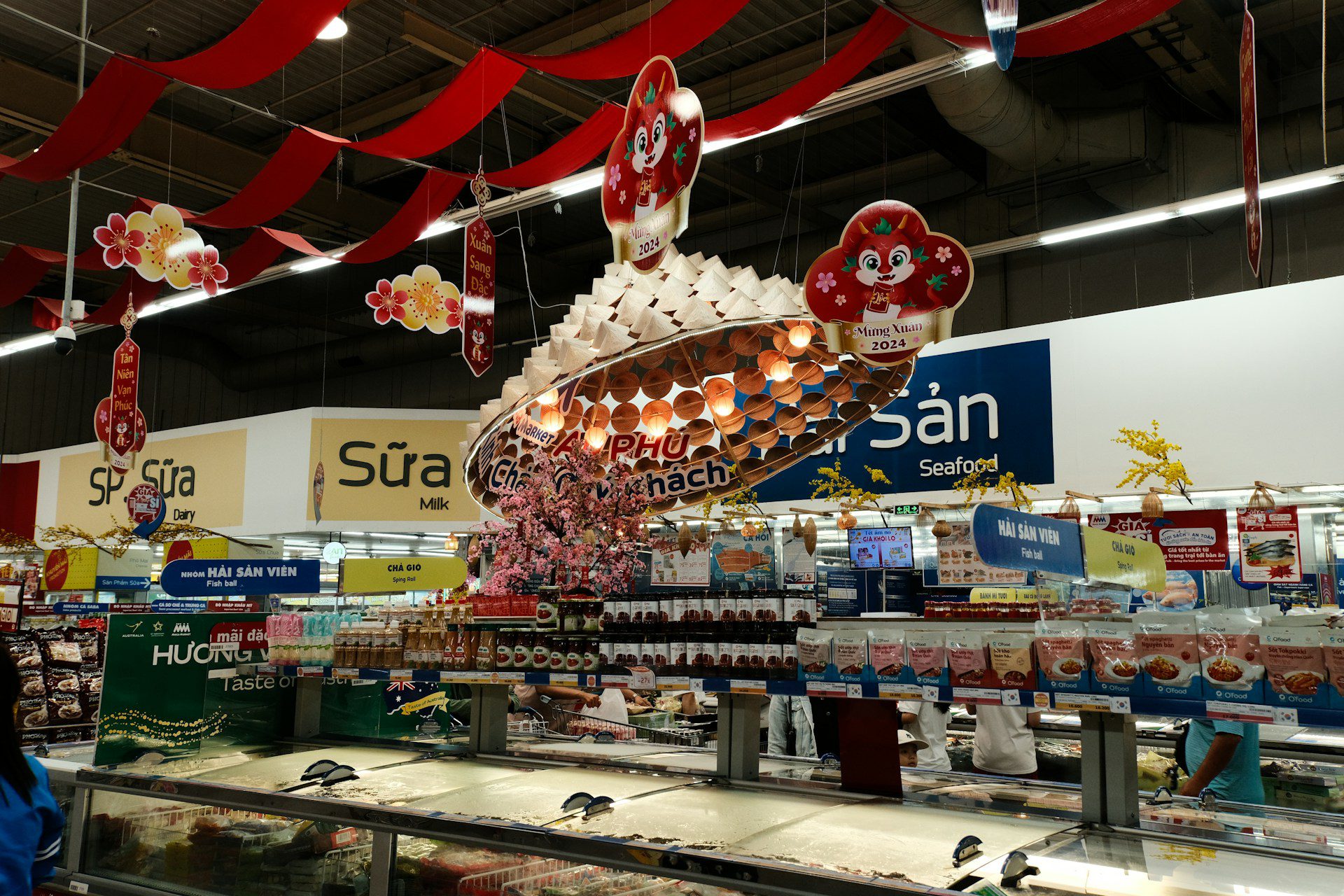 Christmas decoration in supermarket