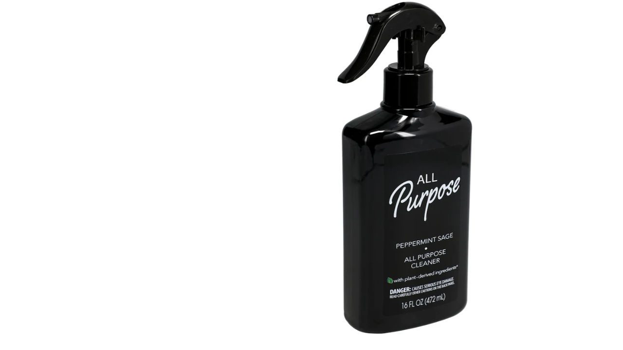  Black spray bottle labeled "All Purpose Peppermint Sage Cleaner" on a white background