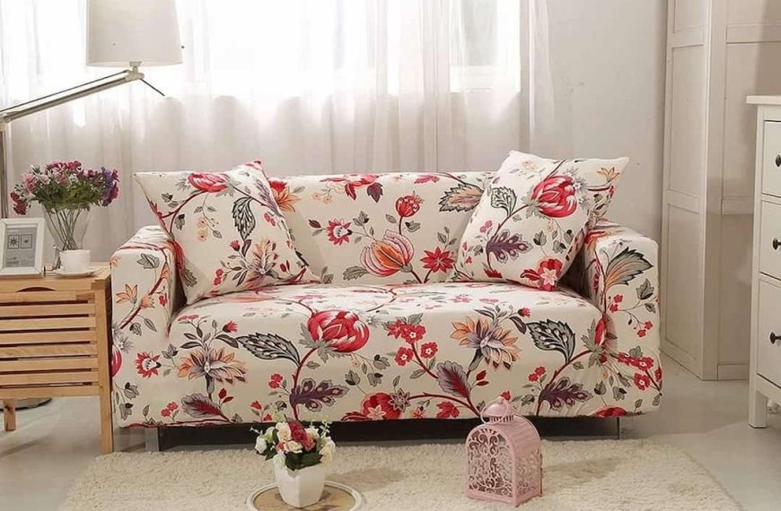 floral patterned sofas from the '80s, bold vintage prints, faded fabric, cushioned armrests, wooden legs, retro living room decor
