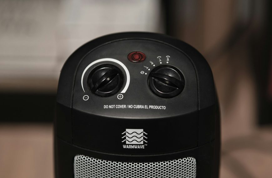 close up control panel of a space heater