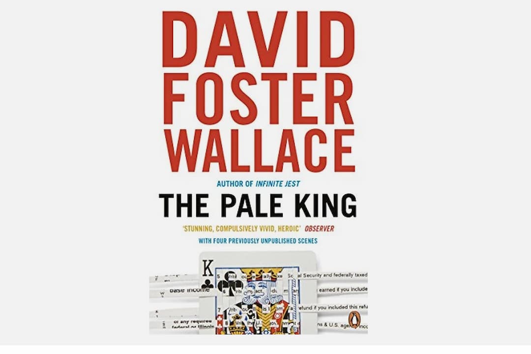The Pale King by David Foster Wallace, paperback edition, light blue and white cover, minimalist typography, author’s name in small uppercase font, published by Back Bay Books, clean modern design