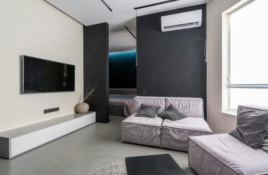 air conditioner at home room sofa console tv ac