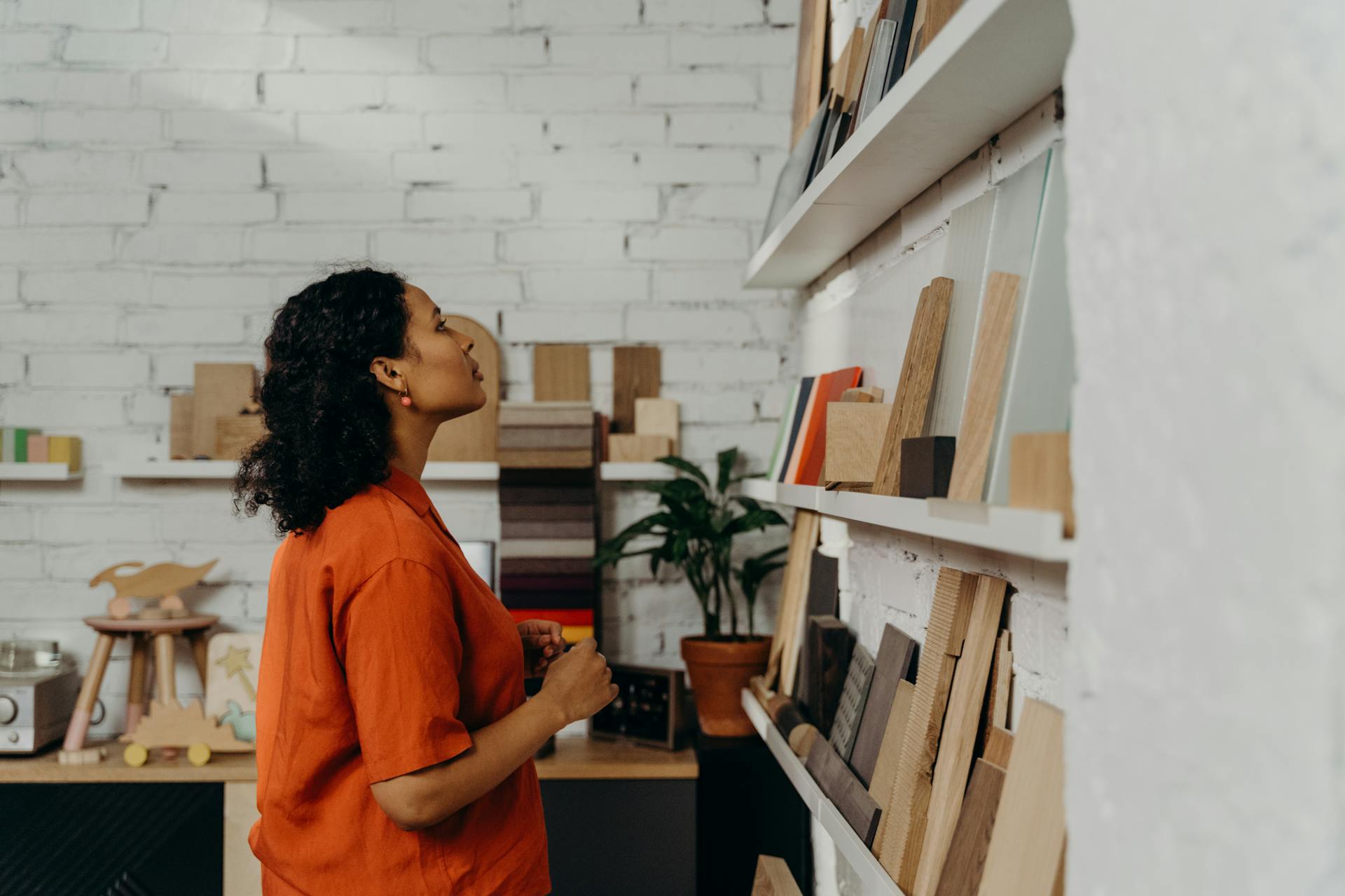 Woman Looking at Showroom in Store