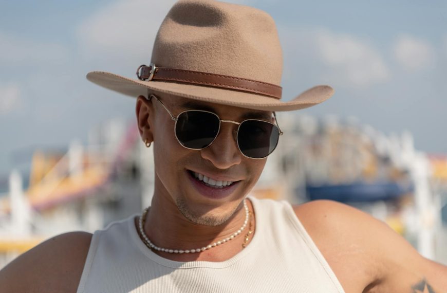 Stylish Man with Hat and Sunglasses in Singapore