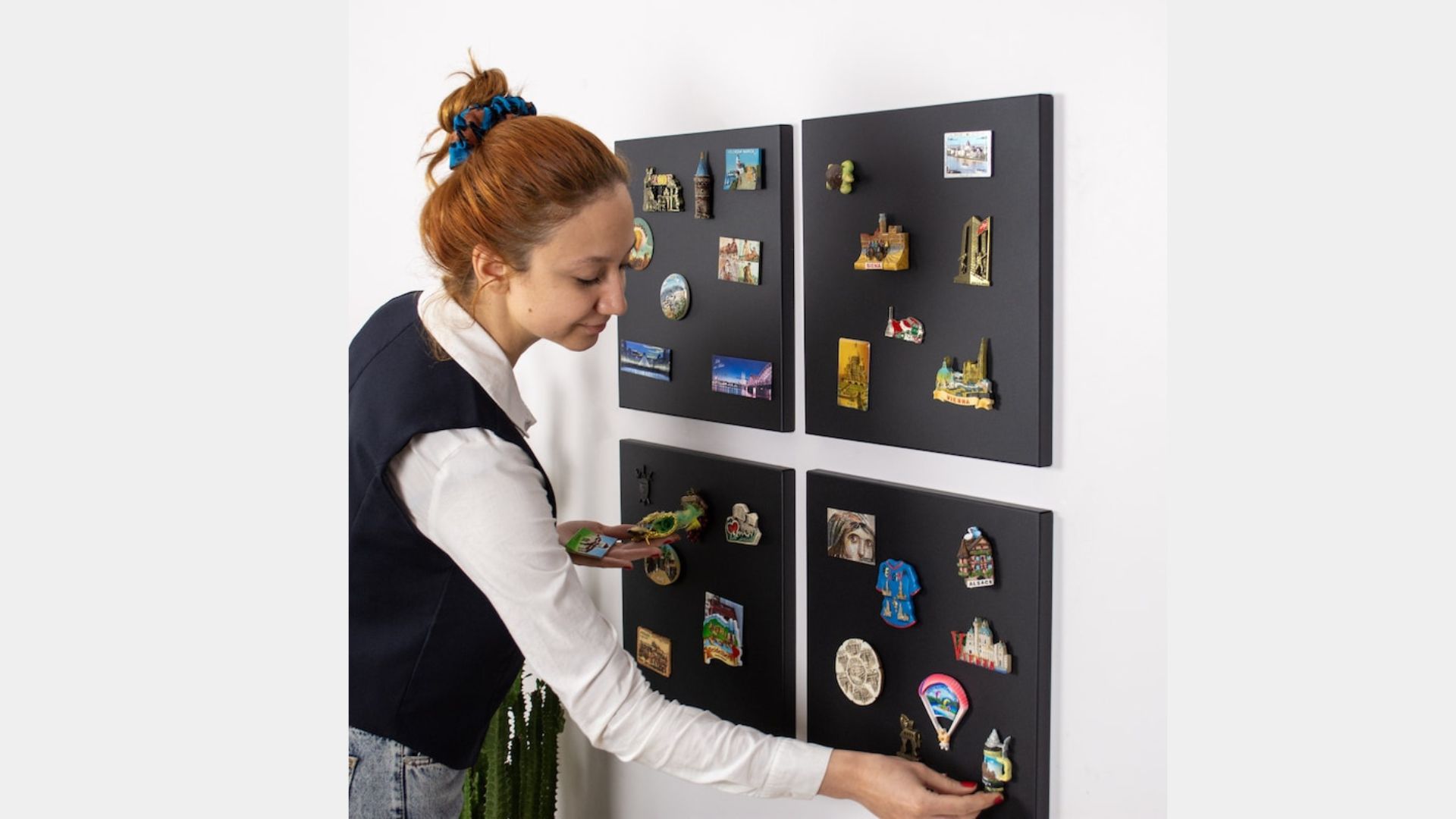 mounted collectibles on metallic board