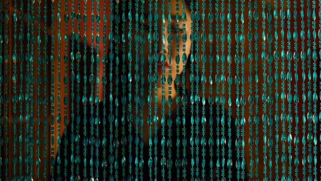 give me the alt text for Beaded Curtain Panels. Alt texts are usually short, well detailed, and precise. Use commas to separate. below that, describe any possible scenario you can think of looking at this image. Separate them with commas. Make the description short and concise