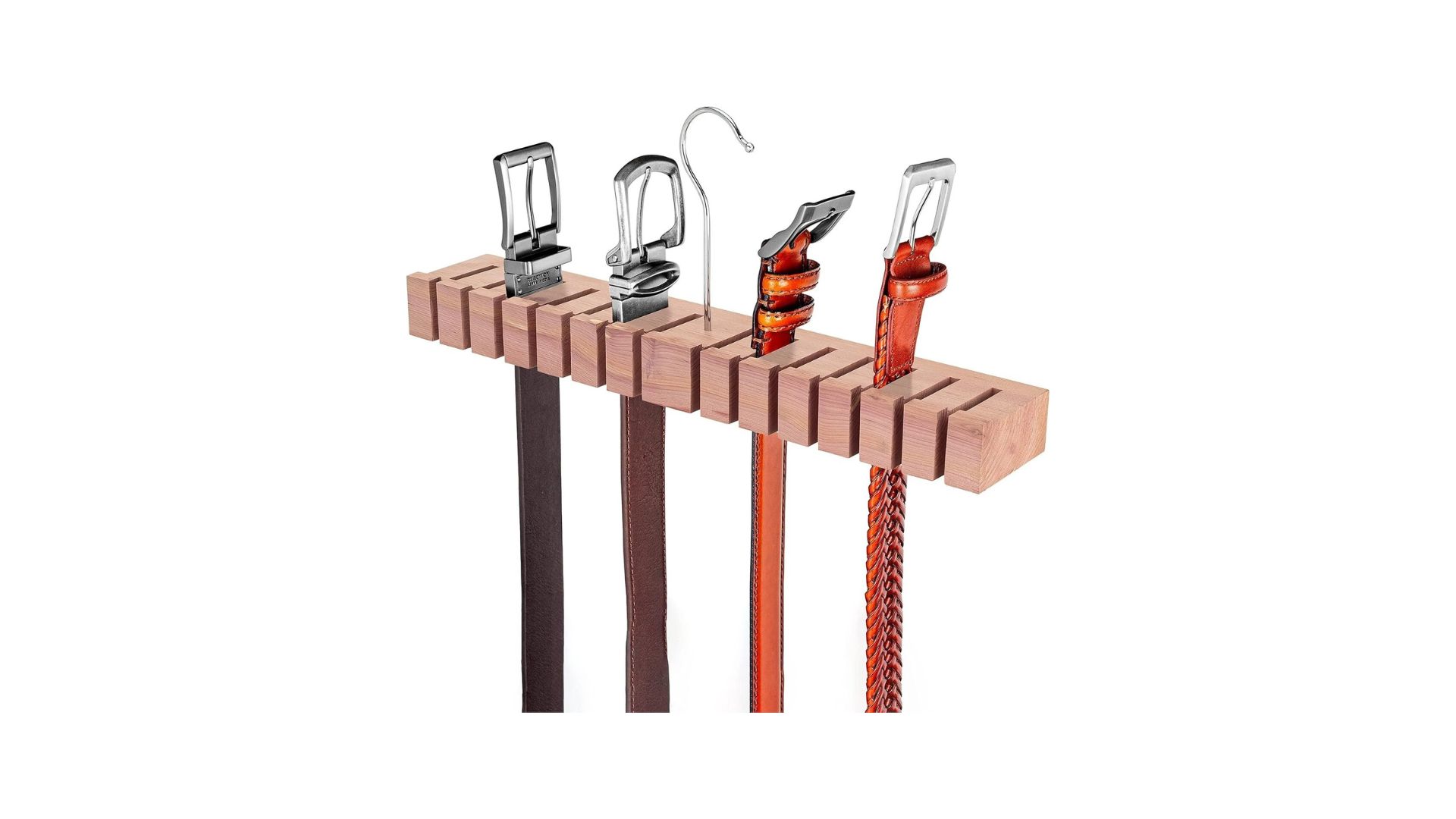 Houndsbay Block Belt Hanger & 14 Belt Rack Closet Organizer Cedar New