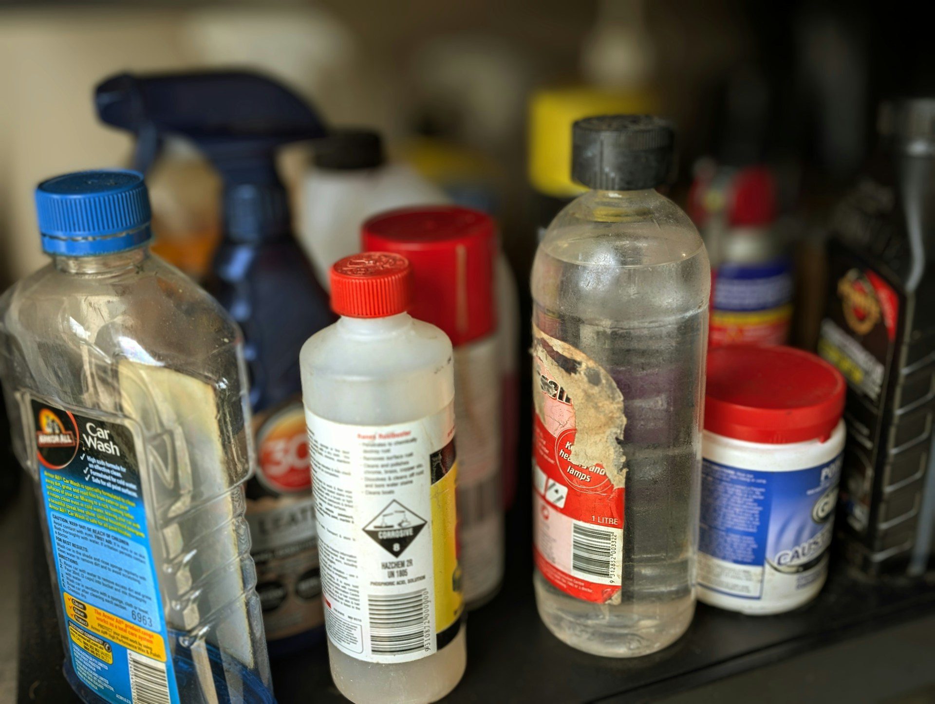 A selection of poisonous chemicals used in standard households in Australia.