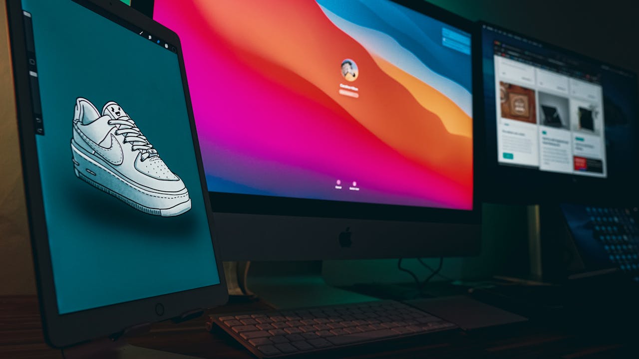 Silver Imac and Apple Keyboard