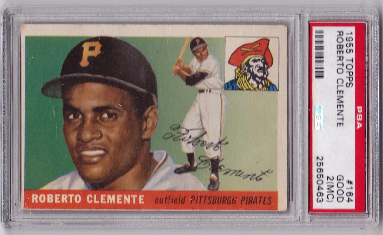 1955 Topps ROBERTO CLEMENTE RC Rookie Card # 164 PSA 2 (MC) PIRATES HOF