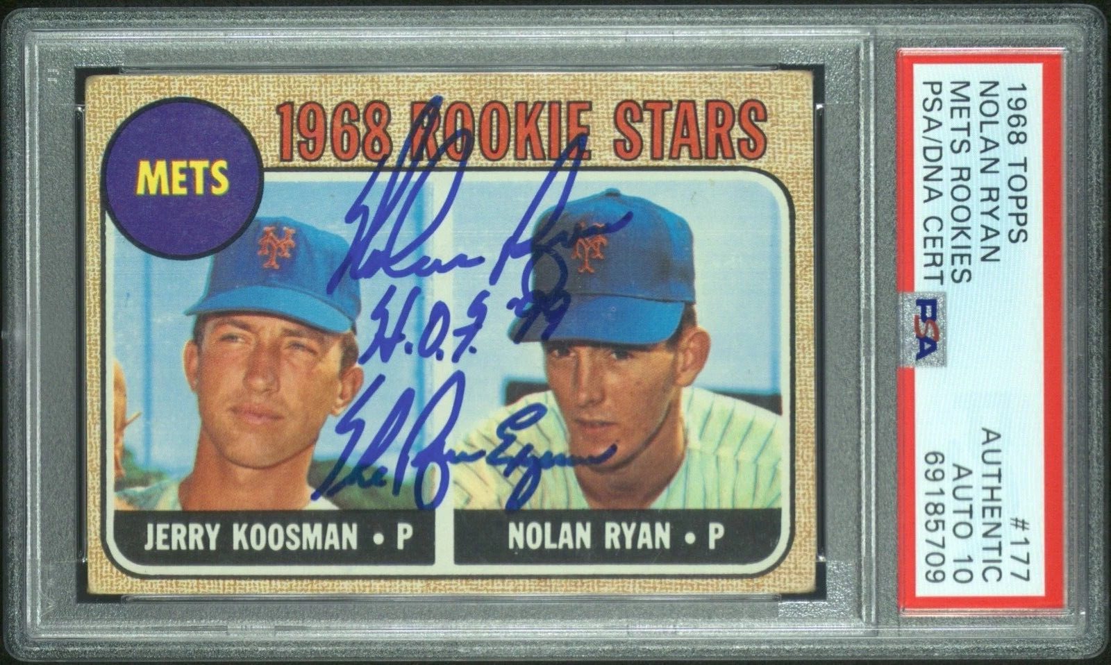 1968 Topps #177 Nolan Ryan Autographed Rookie Card! PSA/DNA 10 Signed RC Auto!