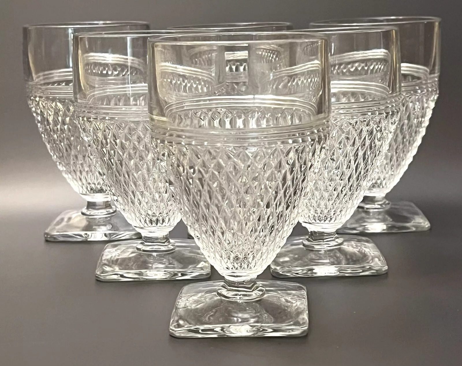 Vintage Set Of Six Cambridge Glass Mt Vernon Clear Iced Tea Glasses
