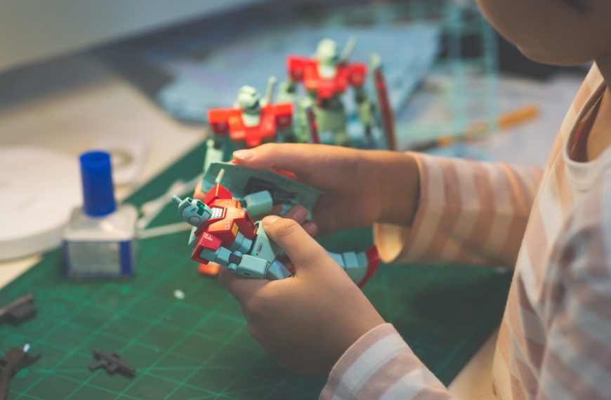 boy building Plastic model Action figure