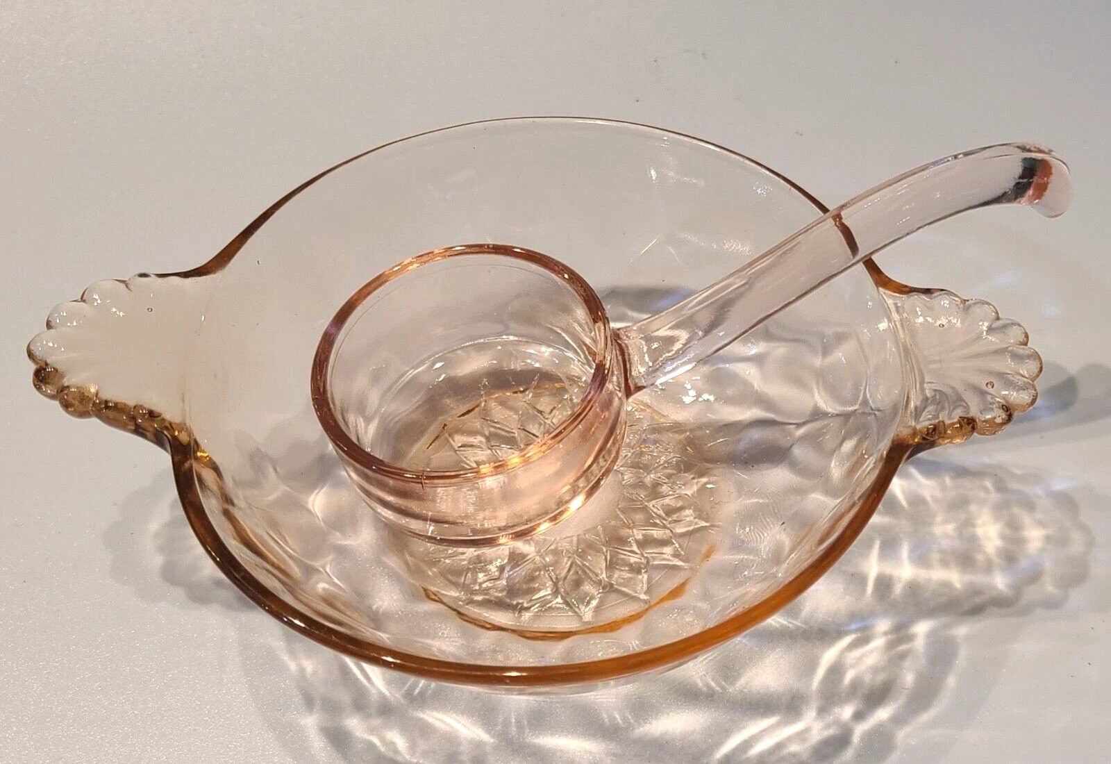 Vtg. Cambridge? Heisey? Pink Depression Glass Mayo Condiment Spoon Ladle w/bowl