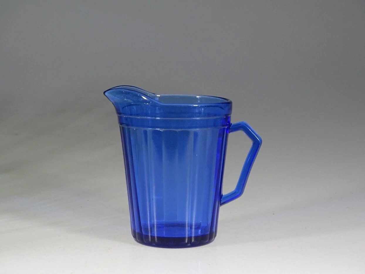 Vintage Deco Hazel-Atlas Glass Cobalt Blue Aurora Milk Pitcher c.1935