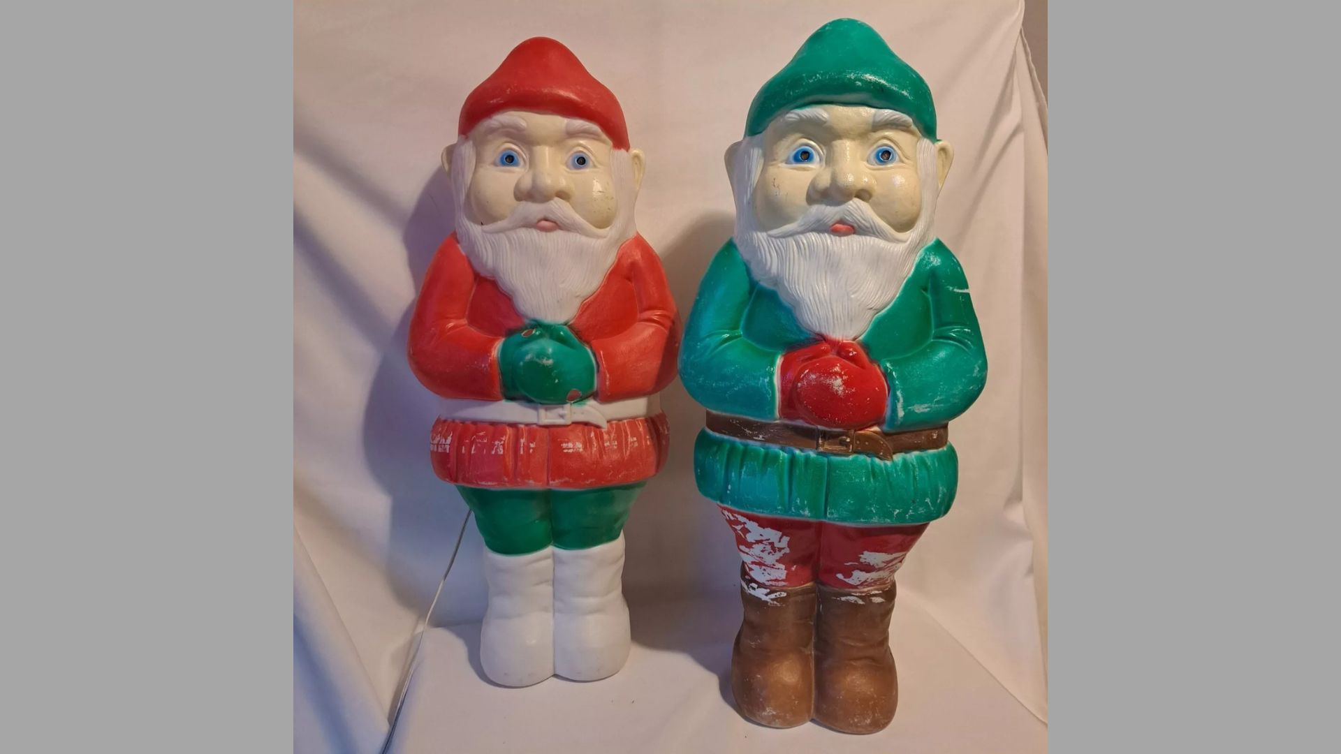 Vintage 1990 Blow Mold Elf Union Products Pair Christmas 27" Don Featherstone