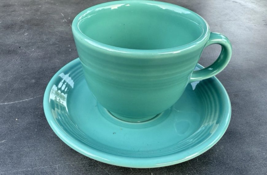 Fiesta Ware Homer Laughlin Turquoise Tea Cup & Saucer