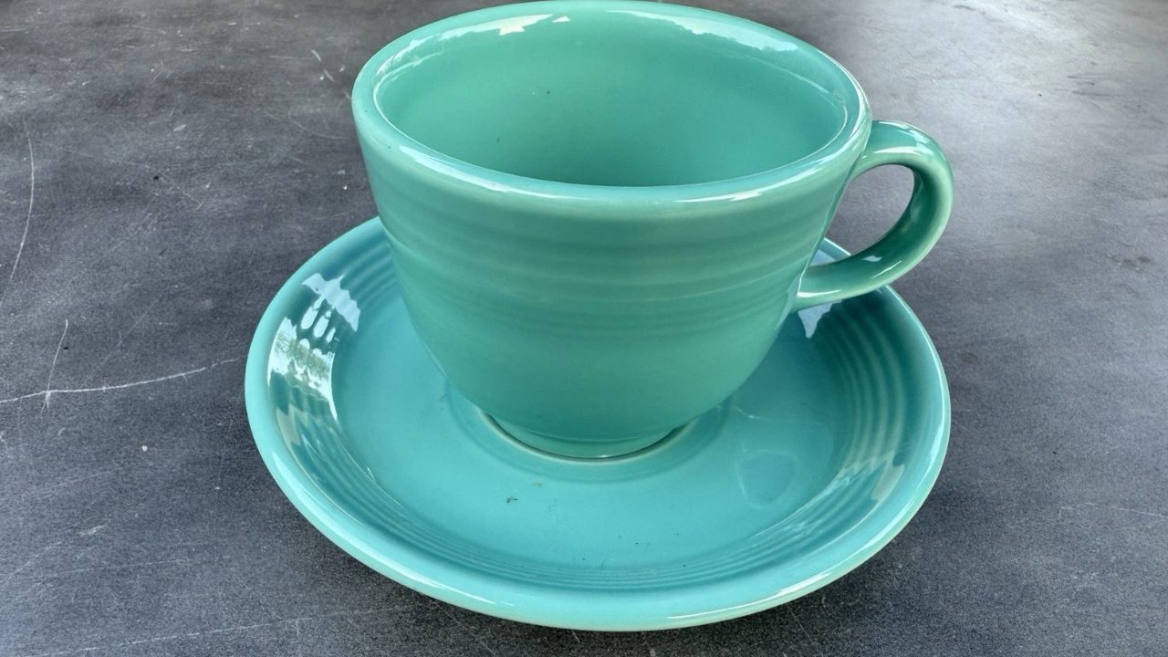 Fiesta Ware Homer Laughlin Turquoise Tea Cup & Saucer