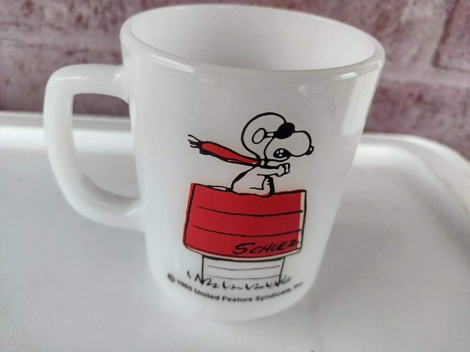 Vintage 1965 Peanuts Snoopy CURSE YOU RED BARON! Mug Fire King Anchor Hocking