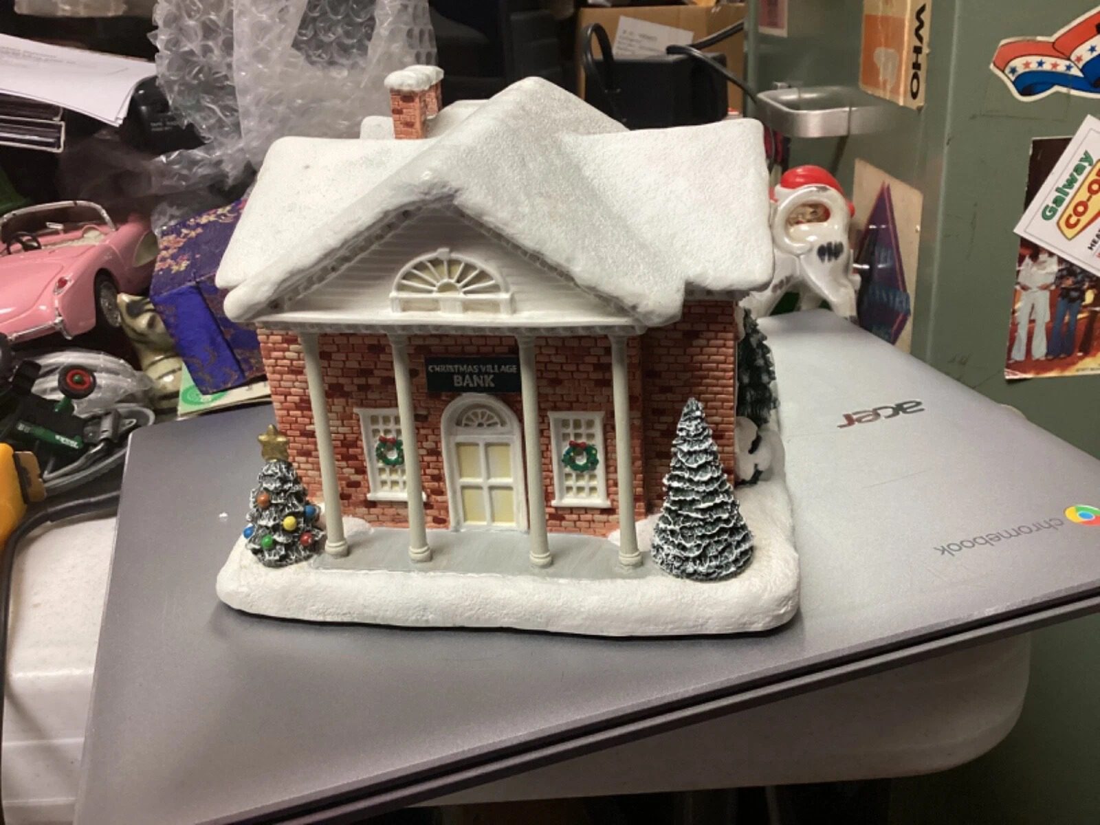 Hawthorne Village Christmas Rockwell CHRISTMAS VILLAGE BANK 79537