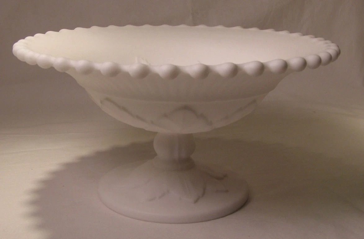 Imperial Candlewick Doeskin Matte Finish -Milk Glass - Maple Leaf Compote 1950's