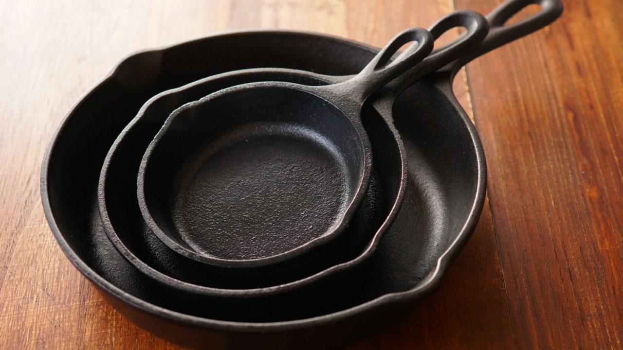Kitchen tools. Blank Cast-Iron Skillet Pan.