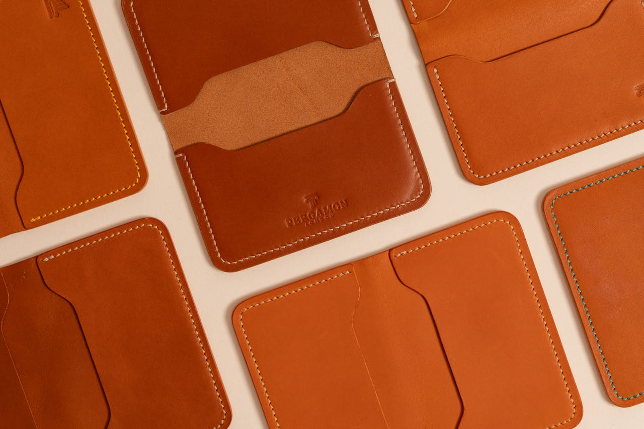 The leather wallet is made from brown leather