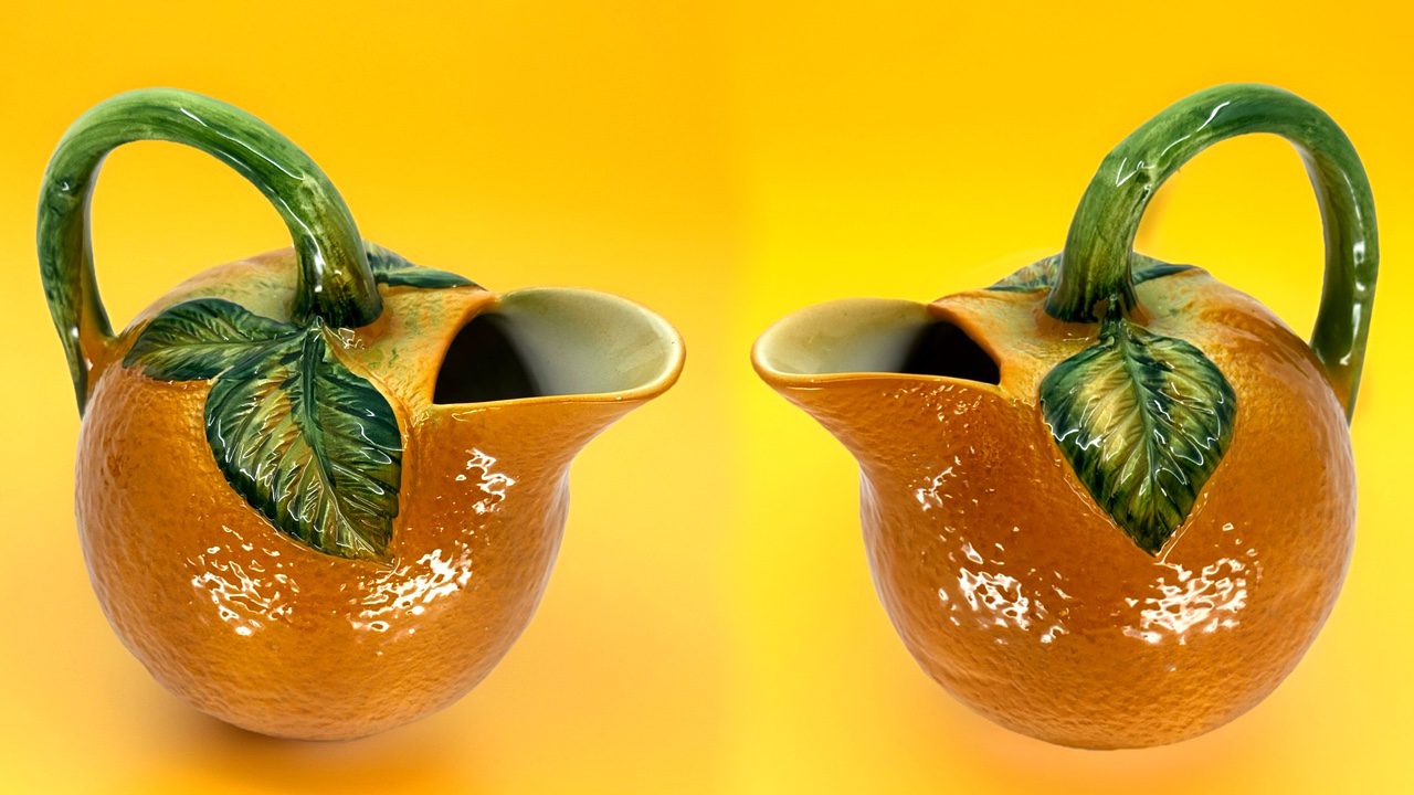 Majolica orange pitchers