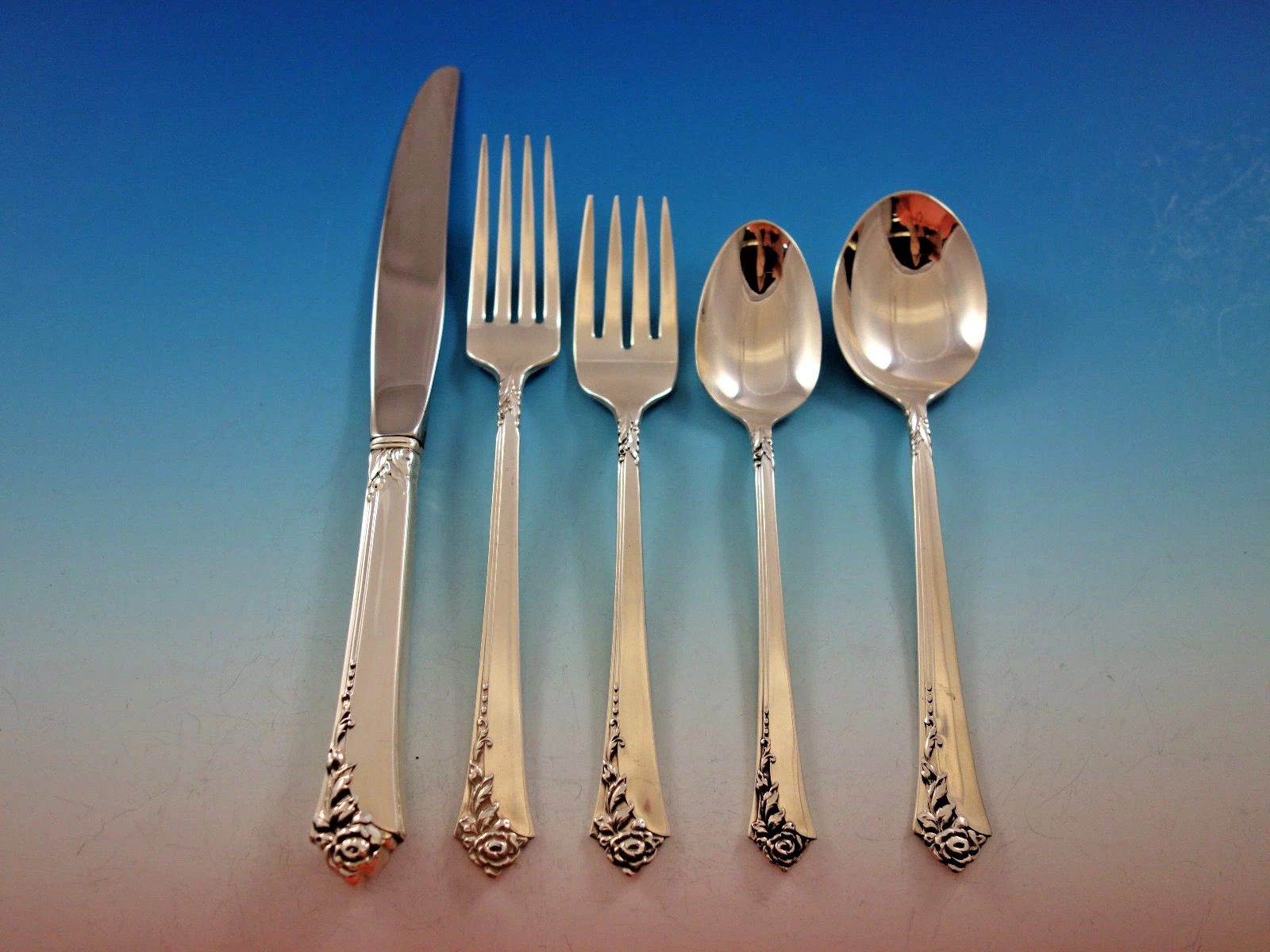 Damask Rose by Oneida Sterling Silver Flatware Set for 8 Service 40 pieces